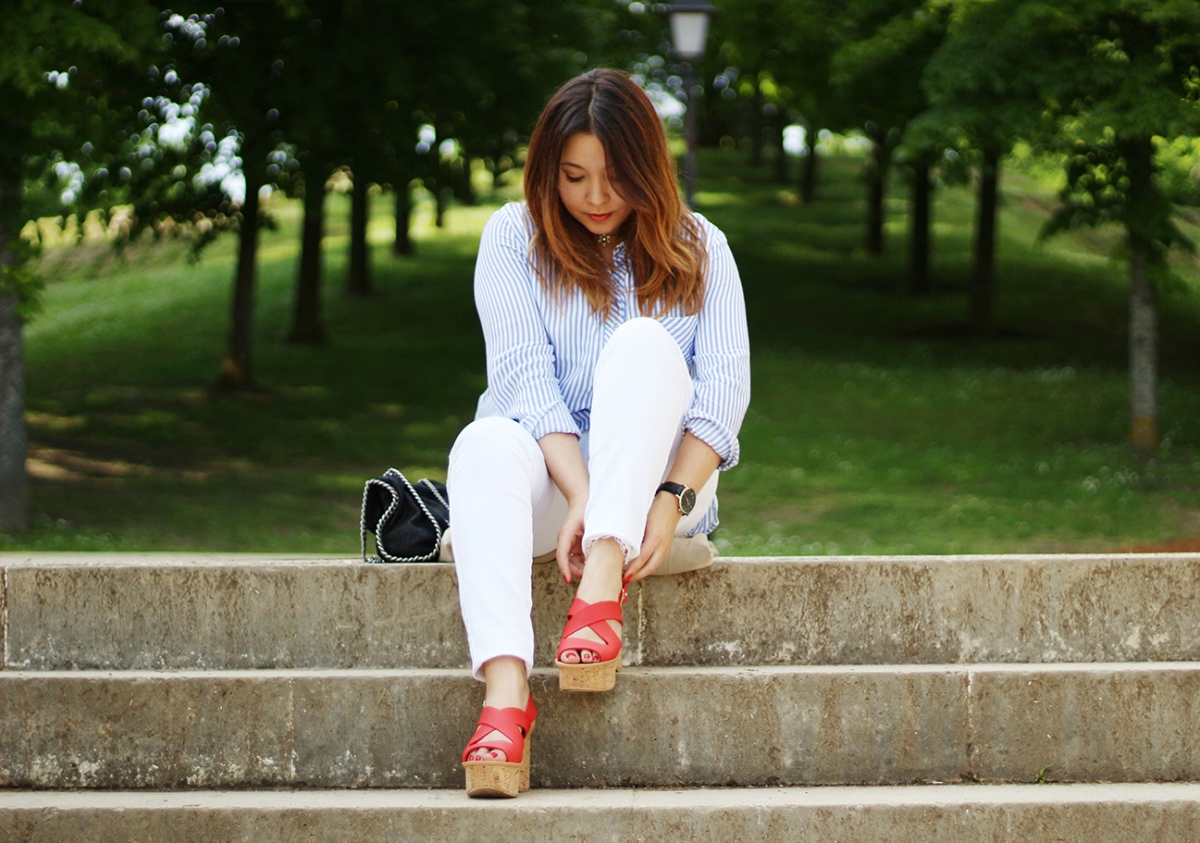 Striped & white pant